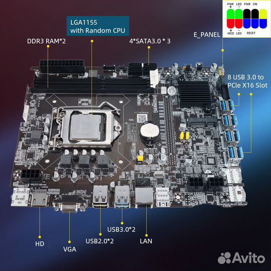 BTC B250C на 12 видеокарт