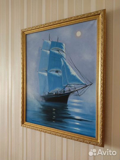 Картина маслом на холсте парусник ручная работа