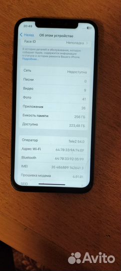 iPhone X, 256 ГБ