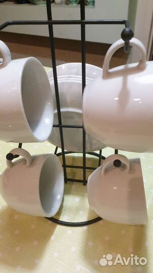 Набор чашки с блюдцами на подставке