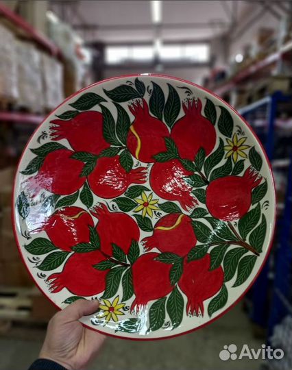 Ляган Гранат 32 см Узбекская керамика, Риштан