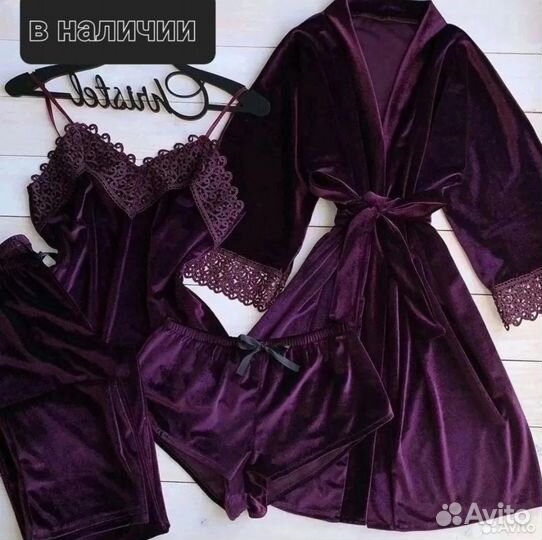 Пижама женская 4 в 1 велюр