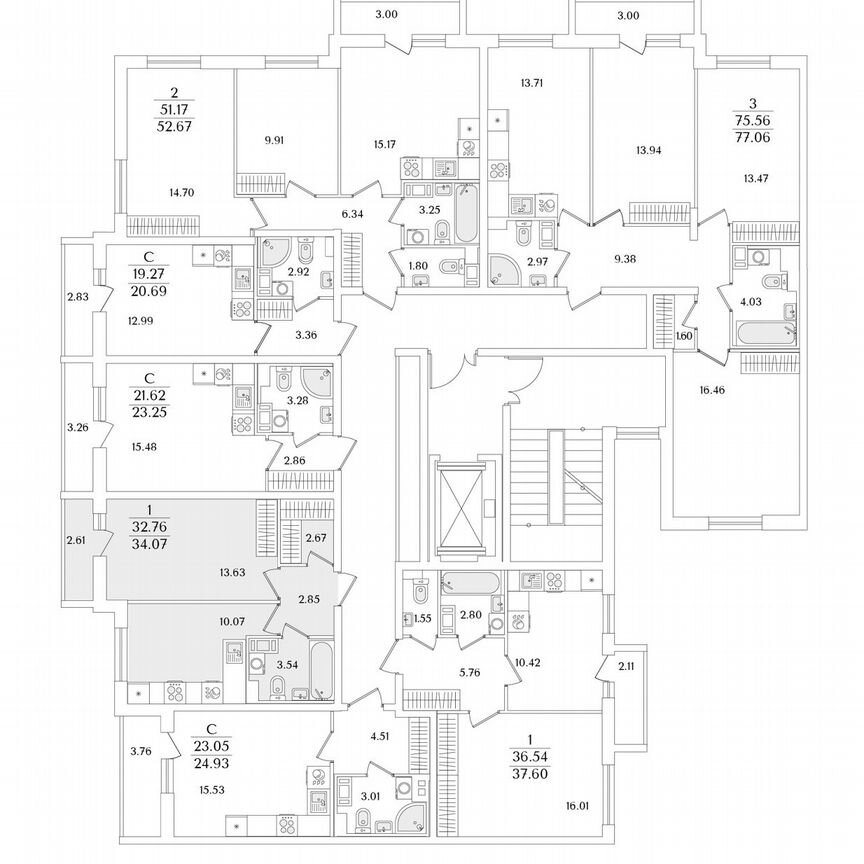 1-к. квартира, 34,1 м², 6/9 эт.