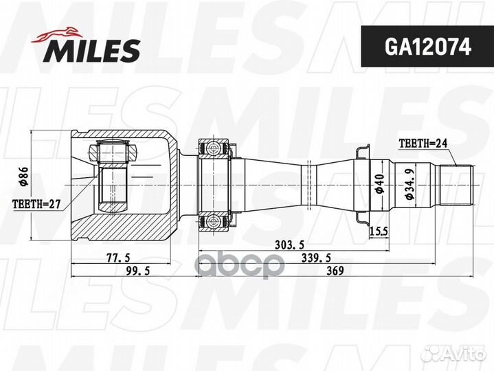 Шрус внутренний правый toyota camry IV-V V30/V4
