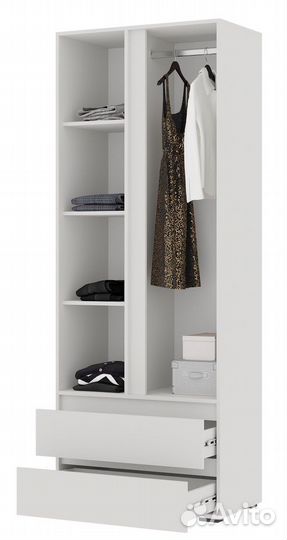 00000040991 — Шкаф Хелен белый 800х2100х460 мм