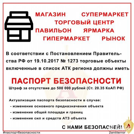 Паспорт безопасности торгового объекта пп РФ 1273