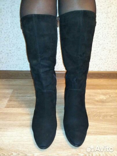 Зимние замшевые сапоги