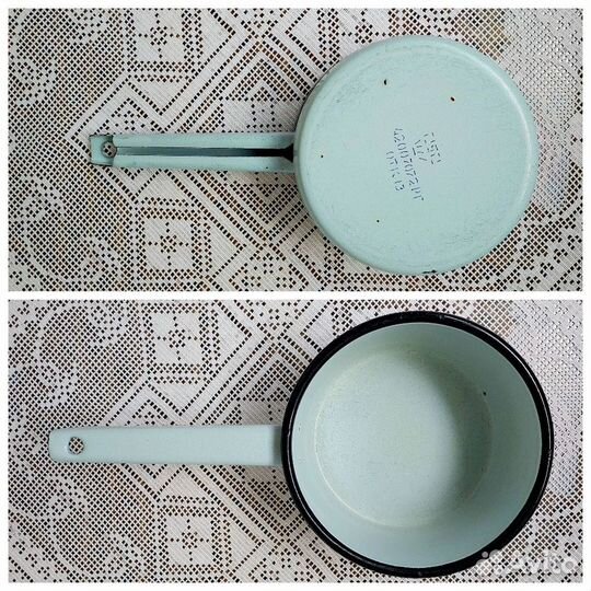 Коллекция голубой эмалированной посуды СССР