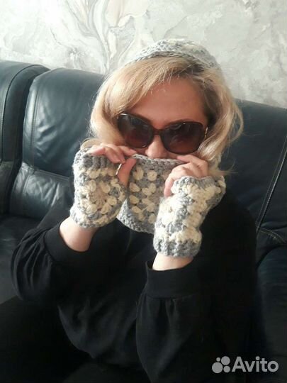 Митенки и капор. Ручная работа