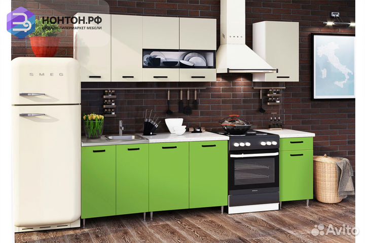 Кухня Рио-2 1.8м бежевый / олива