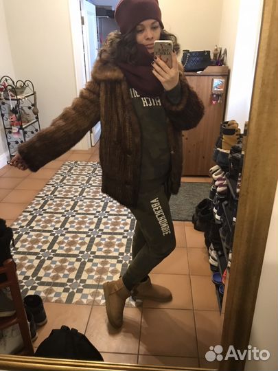 Шуба вязаная норка