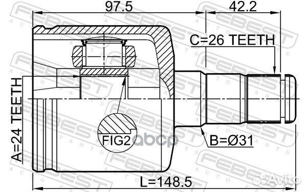 ШРУС внутренний левый 24X31X26 volvo V50 2004-2011