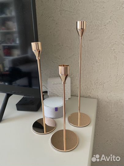 Подсвечники металлические золото