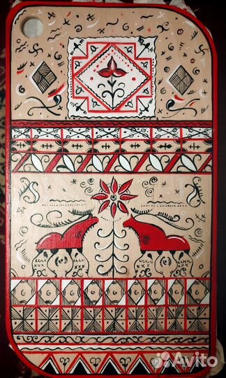 Роспись доски.Мезенская роспись