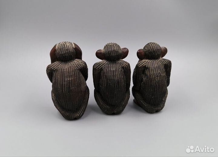 Статуэтка из дерева. Обезьяны, не вижу, не слышу