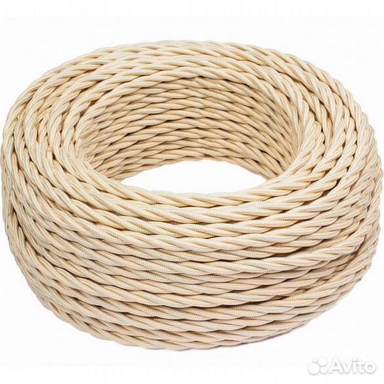 Ретро кабель витой bironi 3х2.5, 50 метров. Песочн