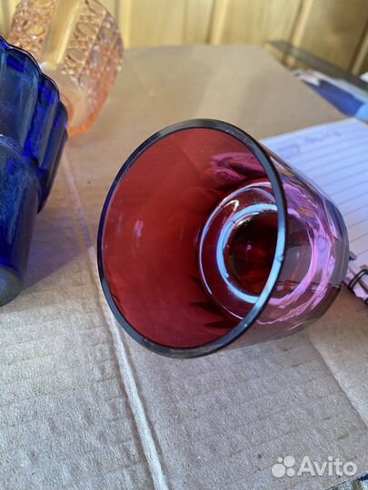 Старинные лампадные вставки, стекло, 6 штук