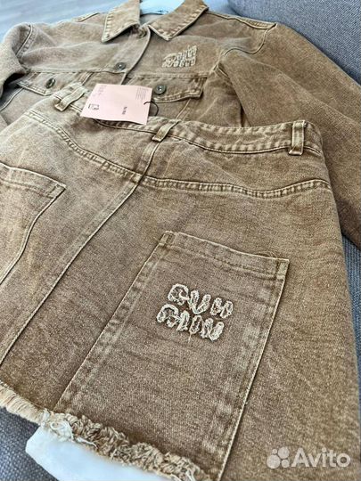 Джинсовый костюм тройка miu miu