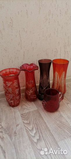 Вазы красное стекло СССР