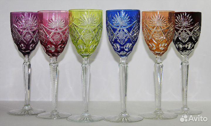 Старинные фужеры бокалы 22см хрусталь антик