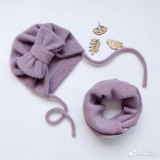 Шапка тюрбан детская и снуд