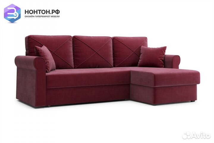 Диван угловой дельфин Лира бордовый