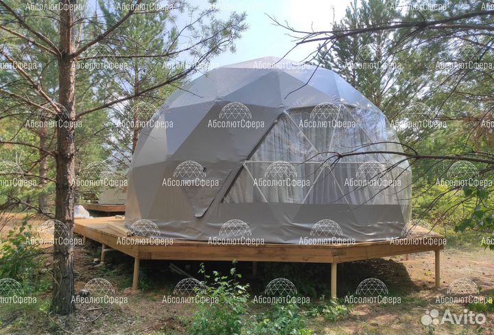 Летний геокупол для глэмпинга. Сферический шатерD5