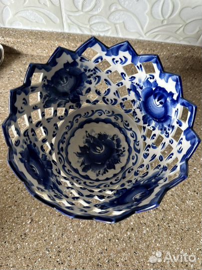 Ваза для фруктов гжель авторская