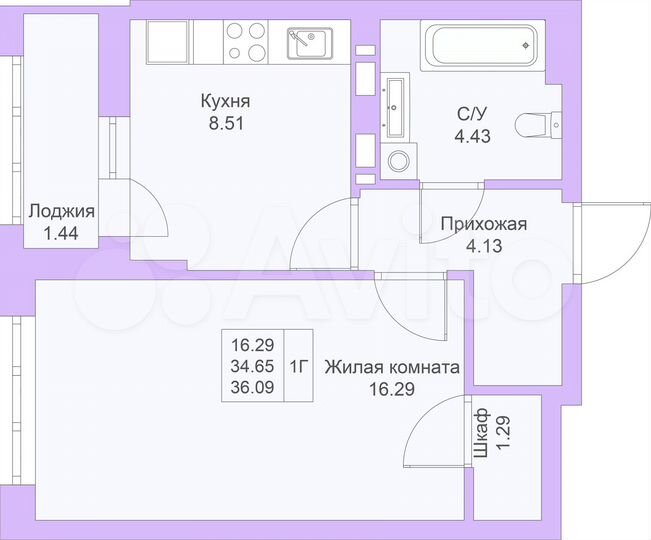 1-к. квартира, 36,1 м², 11/25 эт.
