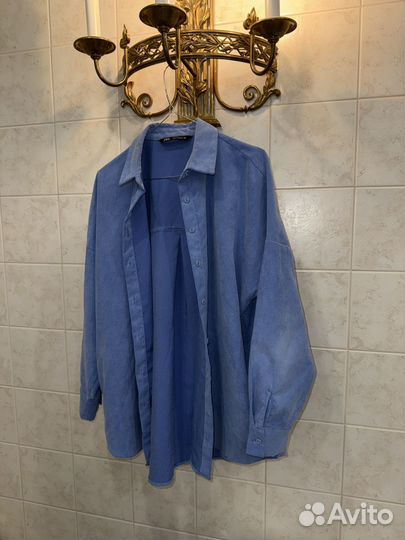 Zara рубашка оригинальная голубая