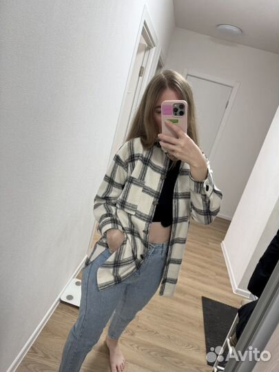 Рубашка в клетку женская теплая