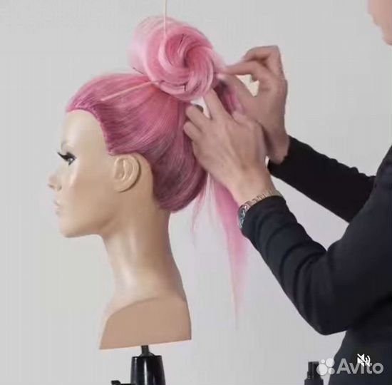 Манекен учебная голова с натуральными волосами