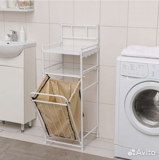 Стеллаж в ванную с корзиной новый