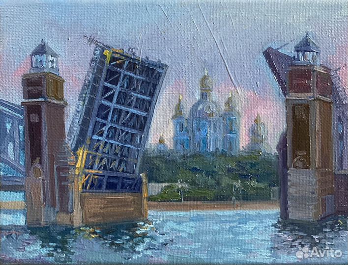 Картина маслом на холсте городской пейзаж