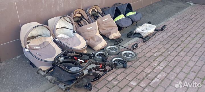 Коляска для двойни 3 в 1/уникальная комплектация