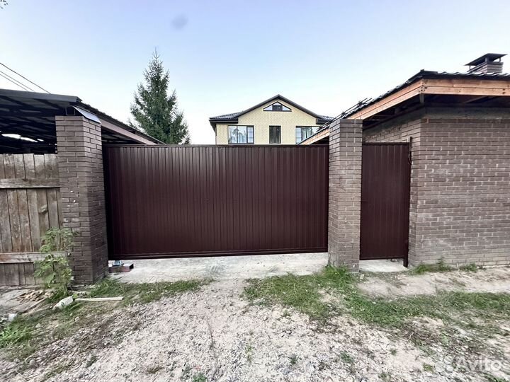 Откатные ворота и забор