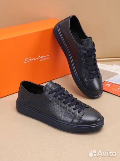 Кроссовки кожаные Santoni