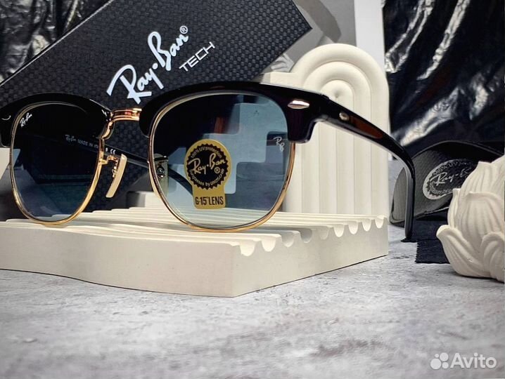 Очки Ray Ban Clubmaster золотые