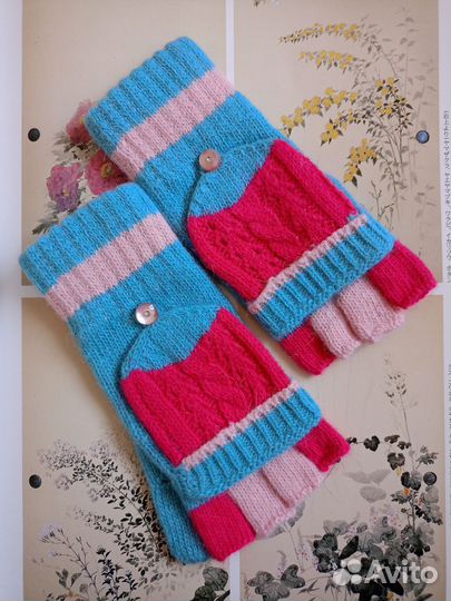 Митенки детские полосатые вязаные
