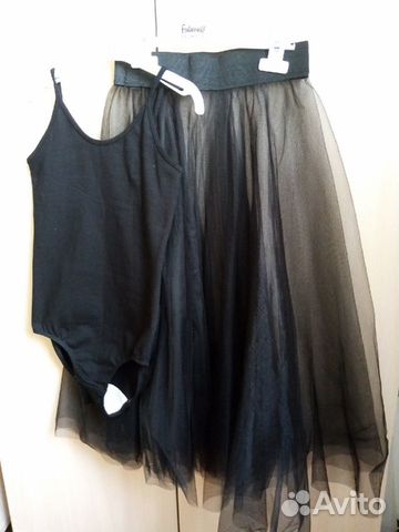 Комплект:купальник хлопковый с юбкой из фатина