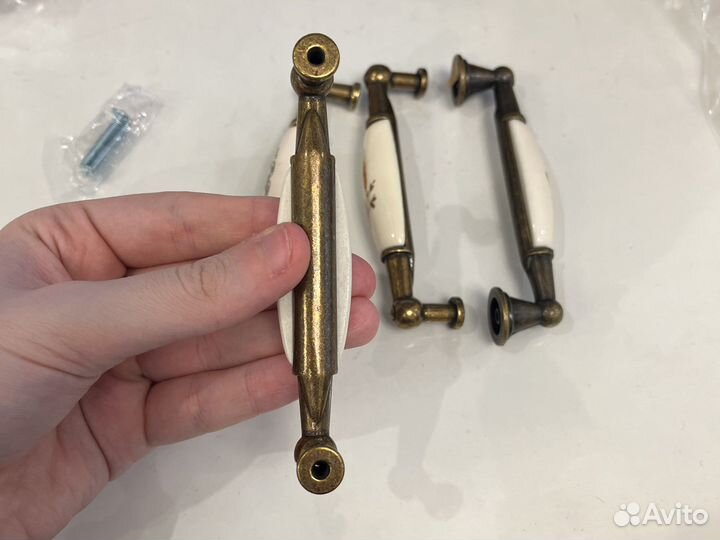 Мебельная ручка 96 мм старинная латунь