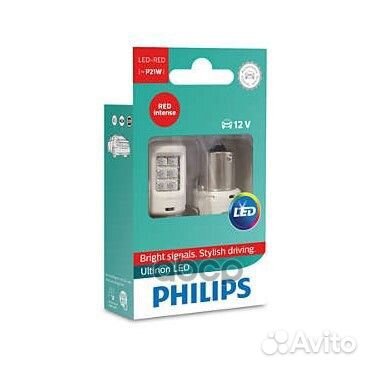 Лампа светодиодная P21 LED RED 12V X2 toyota CO