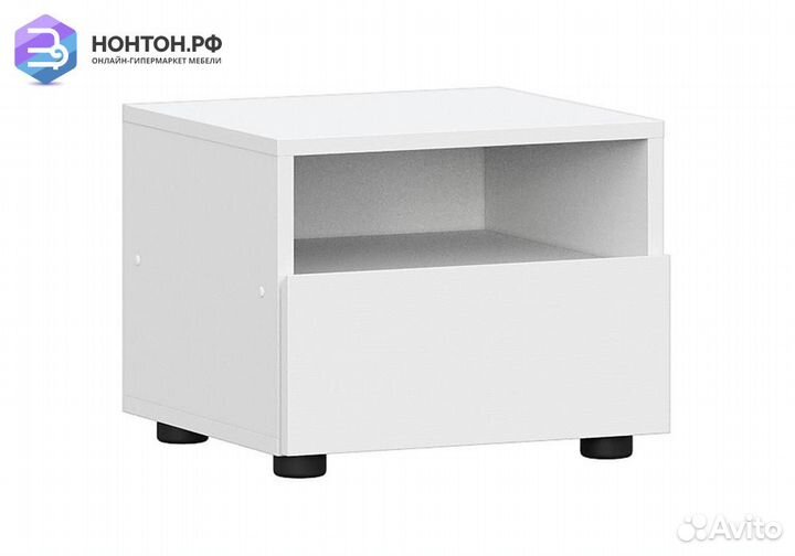 Тумба прикроватная Грейс белая текстурная