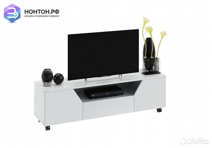 Тумба под тв Diamond 4 белый глянец