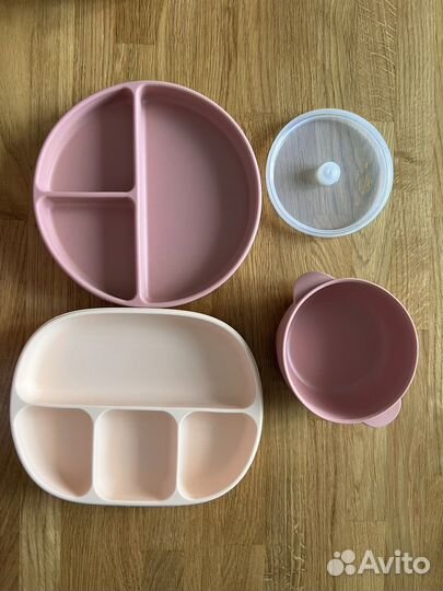 Детская посуда для кормления силиконовая набор