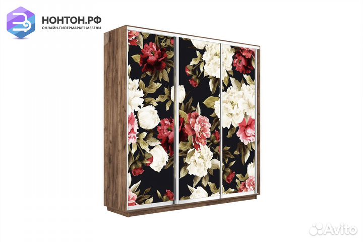 Шкаф-купе 3-х дверный Нонтон фото №1020 / крафт та