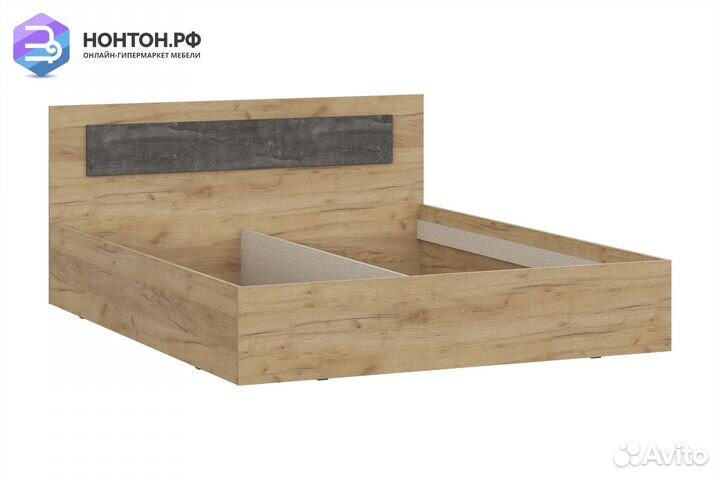 Кровать Глория дуб золотой / камень темный