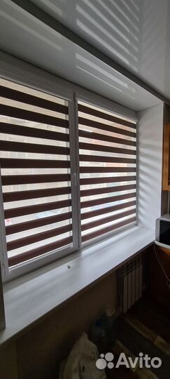 Рулонные шторы зебра стандарт коричневый