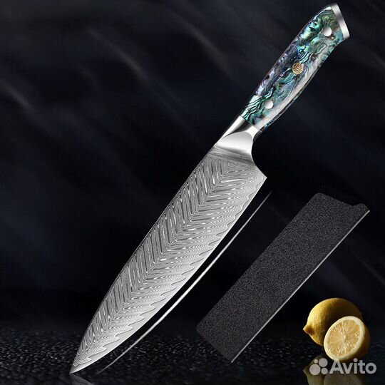 Кухонный шеф нож из дамасской стали