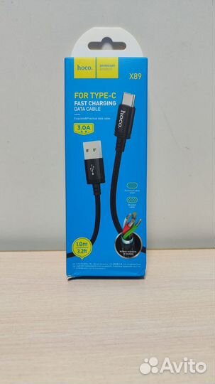 Кабель Type-C Hoco X89 (3A,1m) black
